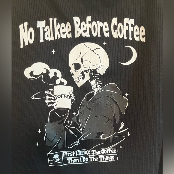 NWT Romwe Skeleton Coffee Ribbed Graphic Tank - Picture 2 of 5